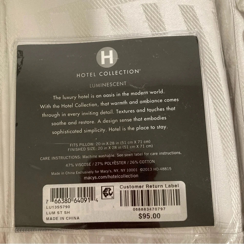 2 Standard Pillow Shams Hotel Collection Luminescent Silver New Old Stock